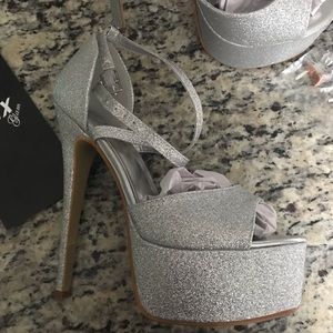 Silver Platform high heels